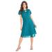 Plus Size Women's Keyhole Lace Dress by Roaman's in Deep Turquoise (Size 16 W)