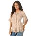 Plus Size Women's Whitney Lace Shirt by Roaman's in New Khaki (Size 22 W)