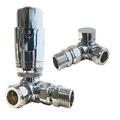 Thermostatic Chrome Corner Bi-Directional Valve Set (Pair) - Suitable for Installation of your Heated Towel Rail or Radiator onto your central heating system (Settings 0-5) Corner TRV Valves