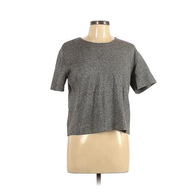 Saks Fifth Avenue Short Sleeve Top Gray High Neck Tops - Women's Size Large