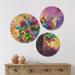 East Urban Home Designart 'Bright Bouquet Of Spring Flowers' Traditional Wood Wall Art Set Of 3 Circles Wood in Brown | 34 H x 44 W x 1 D in | Wayfair