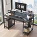 Zipcode Design™ Haigh 55 Inches Computer Desk w/ Monitor Shelf Wood/Metal in Gray/Black | 33.46 H x 55.22 W x 23.64 D in | Wayfair