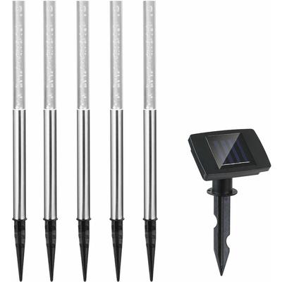 Monzana® Solarlampe Außen 5er Set led Wetterfest IP44 Solar Sensor Erdspieß Edelstahl