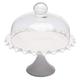 Holibanna 1 Set Lace Cake Stand Cover Glass Cake Stand with Lid Wavy Edge Party Cake Stand with Dome Cake Display Tray with Cover Glass Food Cover Plate