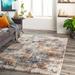 Agpangi 7'10" x 10'2" Modern Contemporary Bohemian Abstract Blue/Cream/Dark Blue/Dusty Coral/Gray/Light Beige/Peach/Navy Area Rug - Hauteloom