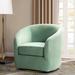 Barrel Chair - Etta Avenue™ Holden 31.5" Wide Velvet Swivel Barrel Chair Wood/Velvet in Green | 29 H x 31.5 W x 30 D in | Wayfair