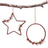 The Holiday Aisle® 2 Piece Mistletoe Kissmas Star & Wreath Holiday Shaped Ornament Set Plastic in Red | 14 H x 14 W x 0.5 D in | Wayfair