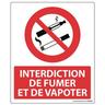 panneau interdiction de fumer et vapoter pvc