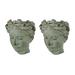 Distressed Cement Classic Grecian Lady Head Hanging Planters Set - 7.5 X 6.75 X 4.75 inches