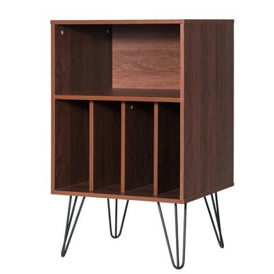 Freestanding Record Player Stand Record Storage Cabinet with Metal Legs - 21" x 18.5" x 34" (L x W x H)