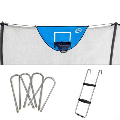 Skywalker Trampolines Accessory Kit with basketball game, wind stakes & wide step ladder