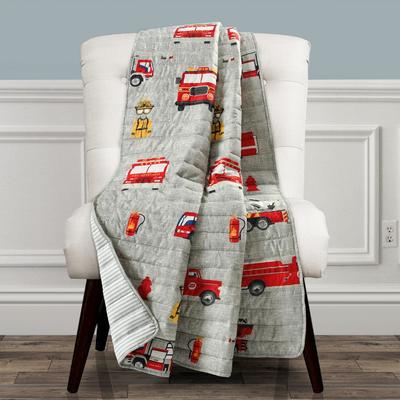 Make A Wish Fire Truck Throw Red/Gray Single 50X60...