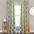 Mid Century Geo Room Darkening Window Curtain Panels Turquoise/Orange 52X108 Set - Half Moon 16T007867