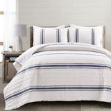 Farmhouse Stripe Quilt Navy 3Pc Set Full/Queen - Lush Decor 16T007659