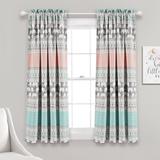 Elephant Stripe Room Darkening Window Curtain Panels Turquoise/Pink 52X63+2 Set - Half Moon 16T007850