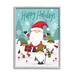 Stupell Industries Happy Holidays Phrase Santa Claus Snowy Forest Gnomes by Lisa Perry Whitebutton - Graphic Art Canvas in Blue/Green/Red | Wayfair
