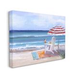 Stupell Industries Tropical Drink Beach Umbrella Chair Ocean Tide Landscape by Sally Swatland - Painting Canvas/ in Blue | Wayfair ai-563_cn_30x40