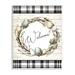 Stupell Industries Spring Speckled Robin Egg Welcome Wreath Patchwork Plaid by ND Art - Graphic Art Wood in Brown | 19 H x 13 W x 0.5 D in | Wayfair