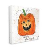 Stupell Industries Happy Halloween Festive Pumpkin Splatter Jack-O-Lantern by Molly Susan Strong - Painting Canvas in White | Wayfair