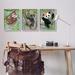 Stupell Industries Tropical Hibiscus Flower Jungle Animals Koala Panda Sloth by Lisa Lane - 3 Piece Graphic Art Set Canvas in Brown/Green | Wayfair