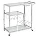 Everly Quinn Bar Cart Glass/Steel in Gray | 34.64 H x 36.61 W x 15.75 D in | Wayfair DCC853C261BE4E18AFF24F3A64AA3492