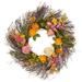 Rosalind Wheeler Knippa Wildflower 24" Fabric Wreath Most Realistic Faux in Green/Orange/Pink | 24 H x 24 W x 5 D in | Wayfair