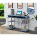 Wrought Studio™ Edwin No Tools Computer Desk w/ Built-In Outlets Wood/Metal in Blue | 30 H x 47.25 W x 15.75 D in | Wayfair