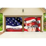 The Holiday Aisle® Adrielys US Military Liberty 2 Piece Garage Door Mural Polyester in Blue/Red/White | 84 H x 96 W x 1 D in | Wayfair