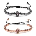 Bracelets en perles de cuivre faits à la main bijoux de poignet ajustables en cristal CZ squelette