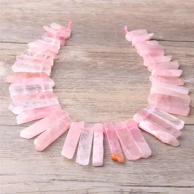 Perles de bâton de Quartz rose en cristal naturel plat perles de bâton de défense Top percé