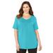 Plus Size Women's Suprema® Pintuck Tee by Catherines in Aqua Blue (Size 3X)