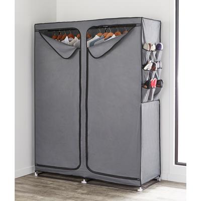 23"D Oversized Double Wardrobe with Shoe Storage by BrylaneHome in Gray