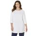 Plus Size Women's Suprema® Boatneck Tunic Top by Catherines in White (Size 1X)