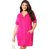 Plus Size Women's Alana Terrycloth Cover Up Hoodie by Swimsuits For All in Bright Berry (Size 30/32)