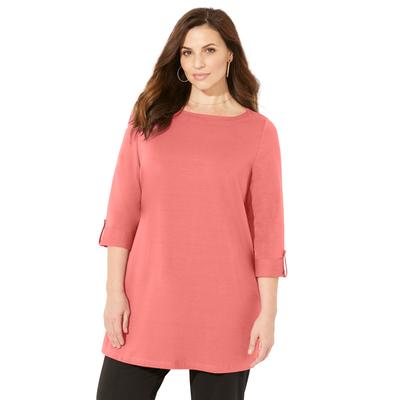 Plus Size Women's Suprema Boatneck Tunic Top by Catherines in Sweet Coral (Size 2X)