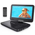 DBPOWER 12" Portable DVD Player with 10" Swivel Screen Car Built-in 5 Hours Rechargeable Battery, Supports All-Region, Earphone/SD Card/USB/AV-in/AV-out, Direct Play in Formats AVI/RMVB/MP3/JPEG
