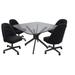 Latitude Run® M-235 Dinette Swivel Metal Caster Chairs - Clear Glass - Black Vinyl - Black Glass/Metal in Gray | 29.75 H x 50 W x 50 D in | Wayfair