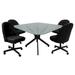 Latitude Run® M-235 Dinette Swivel Metal Caster Chairs - Crackle Glass - Grey Vinyl - Grey Glass/Metal in Gray | 29.75 H x 48 W x 48 D in | Wayfair
