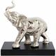 Statuette éléphant en aluminium sur socle en bois 19 cm