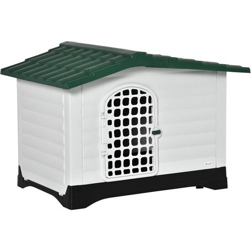 Pawhut - Outdoor Hundehütte Hundehaus Haustierzubehör Hundezubehör Tierbedarf mit Dachluke Tor