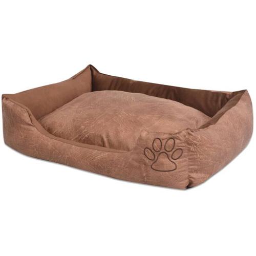 Hundebett mit Kissen pu Kunstleder Größe m Beige Vidaxl