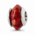 925 Sterling Silver Reflections Bamboo Coral Stone Bead; for Adults and Teens; for Women and Men