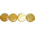 20mm Yellow Mother Of Pearl Puffed Coin Beads Genuine Gemstone Natural Jewelry Making