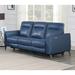 Top Grain Leather Ocean Blue Power Reclining Sofa