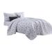Veria 5 Piece Queen Quilt Set with Floral Print The Urban Port, White and Gray