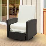 Outsunny Outdoor Cushioned Swiveling PE Wicker Recliner Chair