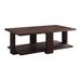 Contemporary Style Rectangular Coffee Table with Open Bottom Shelf, Brown - 18 H x 28 W x 52 L Inches