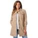 Plus Size Women's Long Denim Jacket by Jessica London in New Khaki (Size 16 W) Tunic Length Jean Jacket