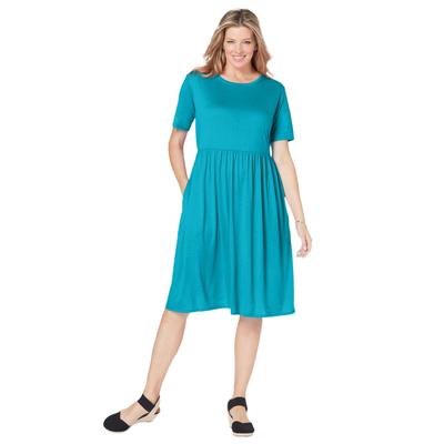 Plus Size Women's Empire Waist Tee Dress by Woman Within in Pretty Turquoise (Size 14/16)