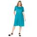 Plus Size Women's Empire Waist Tee Dress by Woman Within in Pretty Turquoise (Size 26/28)